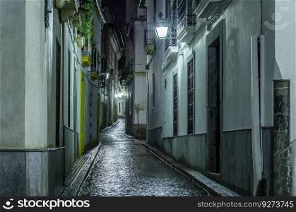 Urban night scene, view of streets in the old town of Cordoba, Andalusia, southern Spain