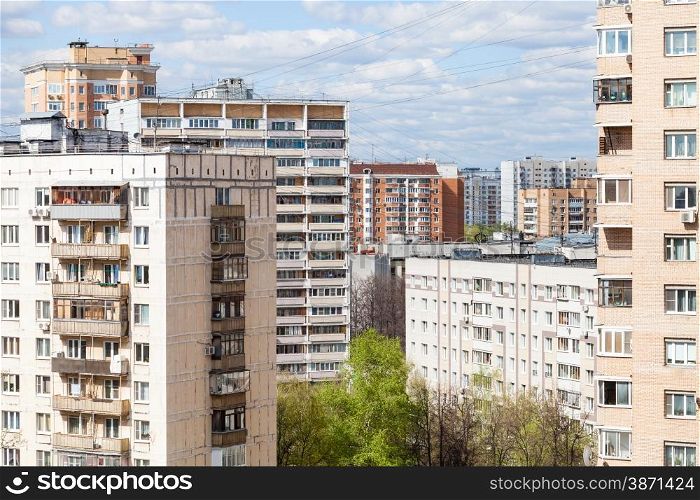 urban residential district in sunny spring day