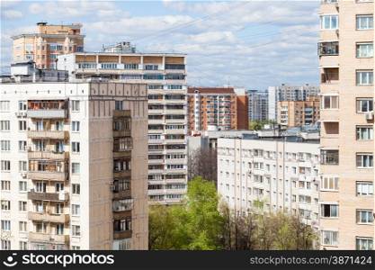urban residential district in sunny spring day