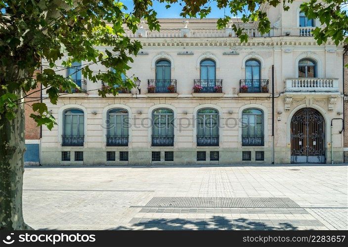 Urban scene, architecture in Alcala de Henares, Madrid province, Spain