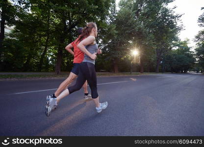 urban sports healthy couple jogging