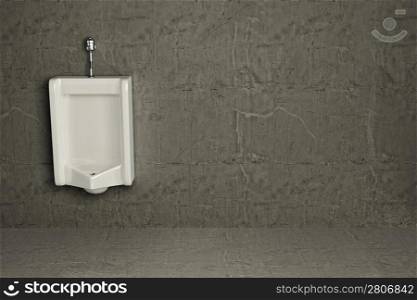 Urinal on dirty wall. Abstract background. 3d