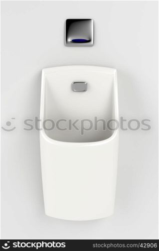 Urinal with sensor on gray wall