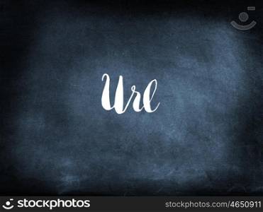 Url written on a blackboard