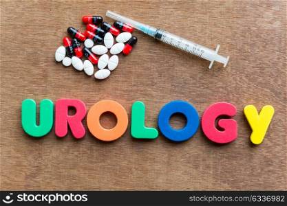 urology colorful word in the wooden background