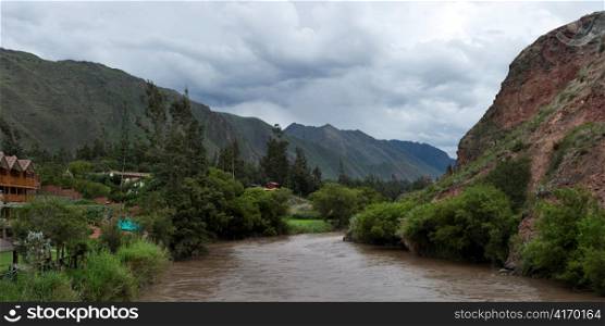 Urubamba River flowing through Sacred Valley, Cusco Region, Peru