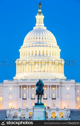 US Capitol Building at dusk, Washington DC, USA