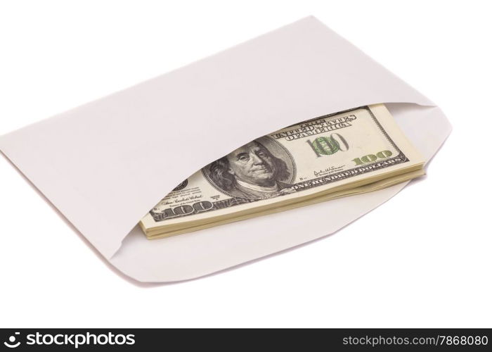 US dollar bills in an envelope