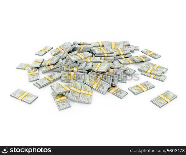 US dollars banknotes - creative business finance making money concept - pile of new 100 US dollars 2013 edition banknotes (bills) bundles