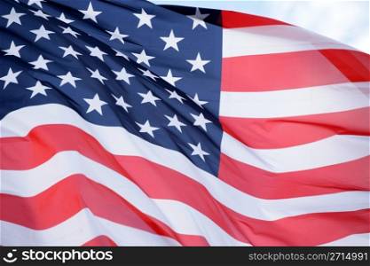 us flag in the wind ,