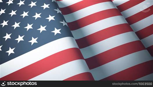US Flag. Warm matte colors. Old Glory waving patriotic background. 3d illustration