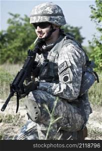 US soldier in action