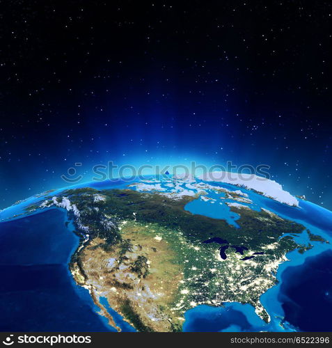 USA 3d rendering planet. USA. Elements of this image furnished by NASA 3d rendering. USA 3d rendering planet