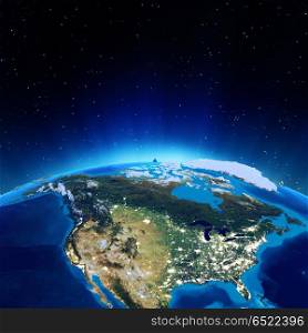 USA 3d rendering planet. USA. Elements of this image furnished by NASA 3d rendering. USA 3d rendering planet