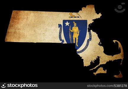 USA American Massachussetts state map outline with grunge effect flag insert