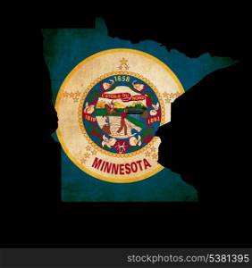 USA American Minnesota state map outline with grunge effect flag insert