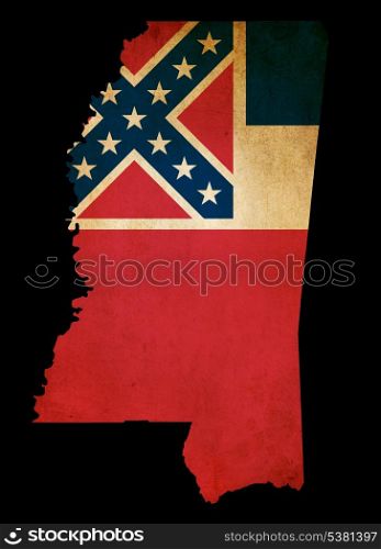 USA American Mississippi state map outline with grunge effect flag insert