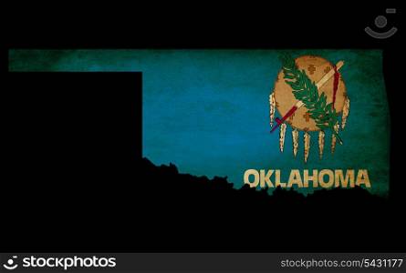 USA American Oklahoma state map outline with grunge effect flag insert