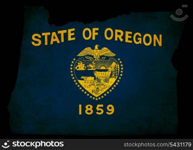 USA American Oregon state map outline with grunge ef fect flag insert