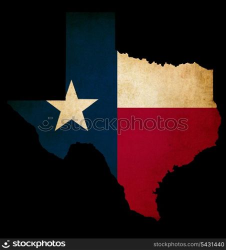 USA American Texas state map outline with grunge effect flag insert