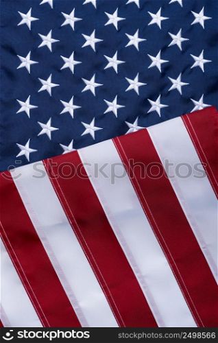 USA American United States flag with embroidered stars top view