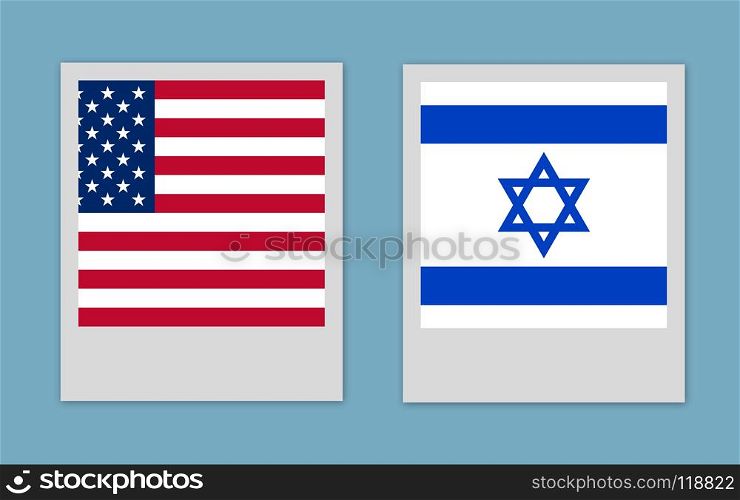 USA and Israel flag. USA and Israel flag on blue background