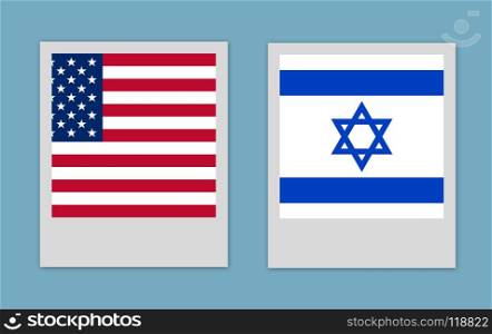USA and Israel flag. USA and Israel flag on blue background