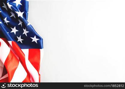 USA flag, America flag on gray background with copy space