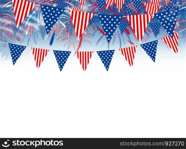 USA flag on fireworks background