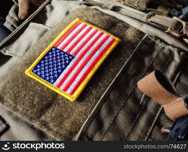 USA Flag Velcro Patch On The Plate Carrier