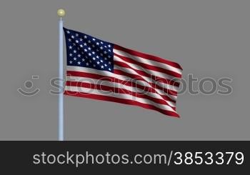 USA flag waving in the wind - highly detailed flag including alpha matte for easy isolation - USA Flagge im Wind inklusive Alpha Matte