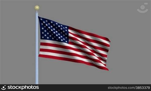 USA flag waving in the wind - highly detailed flag including alpha matte for easy isolation - USA Flagge im Wind inklusive Alpha Matte