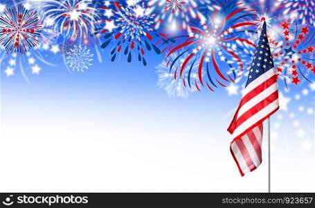 USA flag with fireworks background