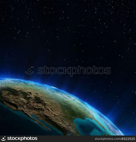 USA from space 3d rendering. USA. Elements of this image furnished by NASA 3d rendering. USA from space 3d rendering