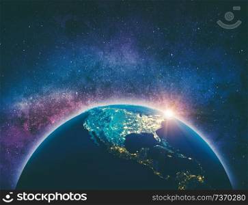 USA from space. Elements of this image furnished by NASA. 3d rendering. USA from space