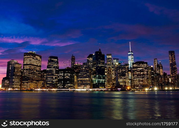 USA. New York City. Evening over Manhattan. Sunset over Manhattan