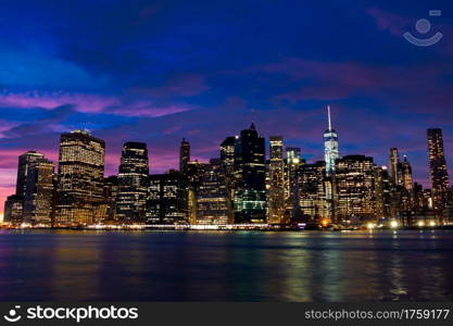 USA. New York City. Evening over Manhattan. Sunset over Manhattan