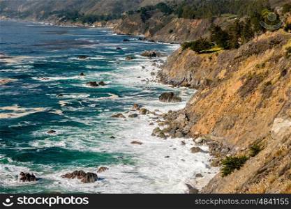 USA Pacific coast landscape, Julia Pfeiffer Burns State Park, California.