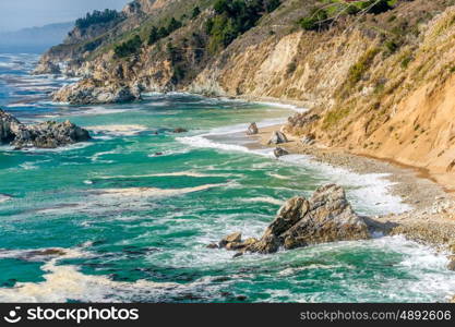 USA Pacific coast landscape, Julia Pfeiffer Burns State Park, California.