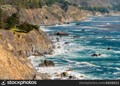 USA Pacific coast landscape, Julia Pfeiffer Burns State Park, California.