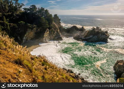 USA Pacific coast landscape, Julia Pfeiffer Burns State Park, California.