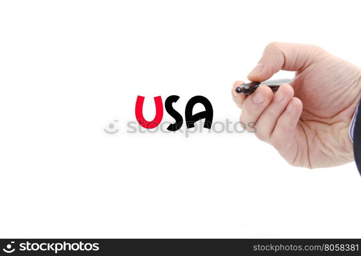 Usa text concept isolated over white background