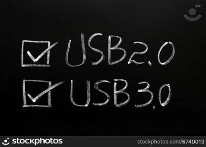 USB 2.0 and USB 3.0 check boxes on a blackboard