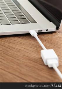 usb-c cable type connect to laptop computer