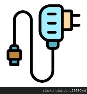 Usb charger icon. Outline usb charger vector icon color flat isolated. Usb charger icon color outline vector