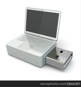 USB disk system recovery. Concept image. 3d