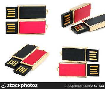 USB flash drives on a white background
