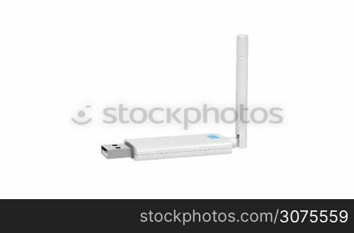 Usb wireless network adapter spin on white background
