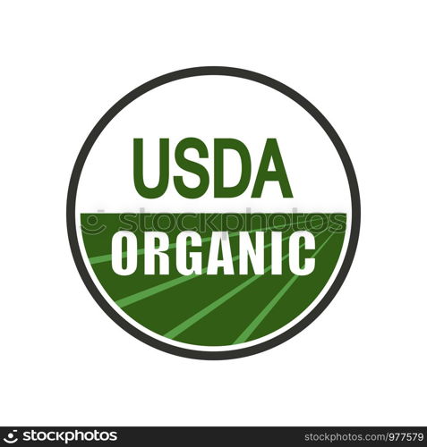 USDA organic shield sign. Vector illustration.. USDA organic shield sign.