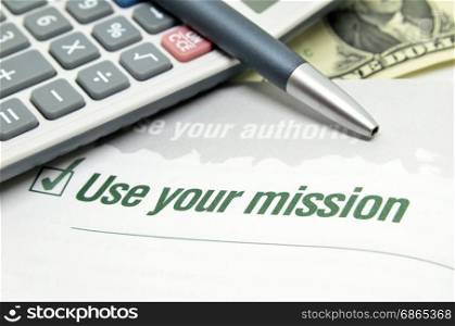 Use your mission printed on book with calculator and pen